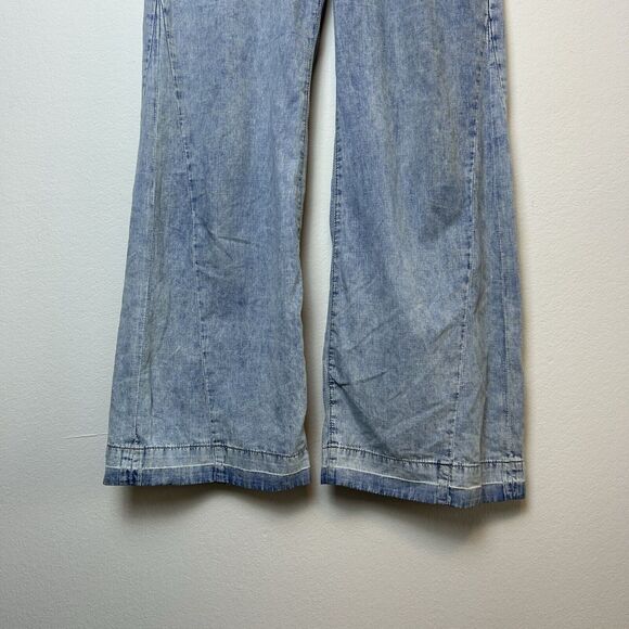 Frame Jeans Women’s 28 Le Baggy Palazzo Light Blue Wash Raw Hem Wide Leg Boho - Picture 4 of 14